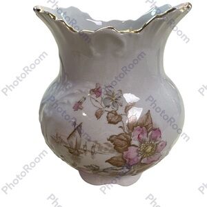 Vintage Royal V & B (Villeroy-Boch) Porcelain Flower Vase Sailboats Floral